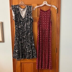 Ann Taylor Black and Red Midi Dresses